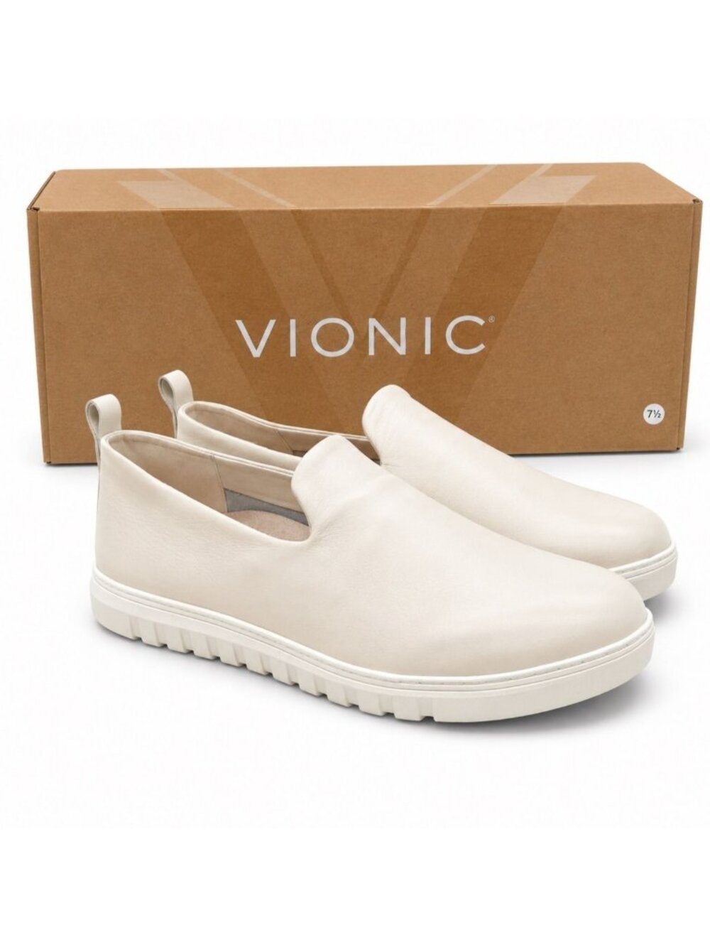 VIONIC Uptown Willa Cream Leather Slip On Sneakers Womens 6.5 M Arch Support - Picture 7 of 12